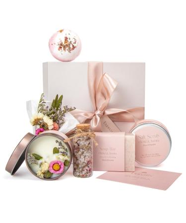Orchid & Jasmine Spa Gift Box for Women Birthday Gift for Her with Candle & Spa Set Dutch Flower Fields Inspired Relaxing Gifts for Mom Wife Sister Friend Coworker