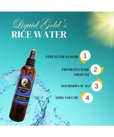 Liquid Gold Rice Water Hair Growth Cocktail - Rosemary Peppermint & MSM for Stronger Healthier Hair - 8oz | International Shipping - Buy Online on GoSupps.com