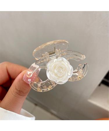 Head Ornament Hair Claw Clips Ladies White Camellia Hairpin Ponytail Clip Small Grab Clip Side Bangs Clip Hairpin Women Shark Clip Headdress TS5163-6 (Color : TS5163 1)