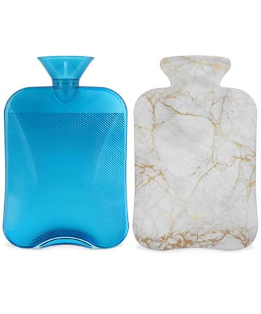 2L hot water bottle with reference to pain relief marble texture gold Line warm-up bag PVC ice and warm ponds for cold and heat therapy/menstrual cramps feet/hand warmer