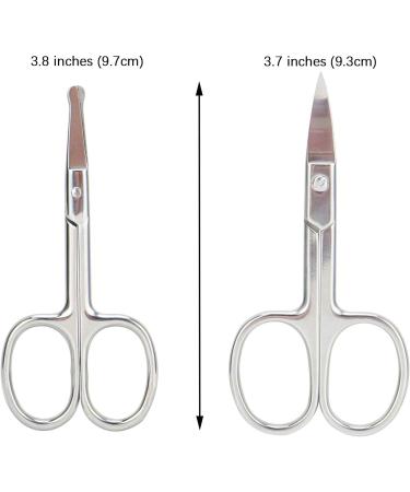 2pcs Stainless Steel Facial Hair Trimming Kit with Storage Box - Grooming Scissors for Nose, Beard, Mustaches, Eyebrow, Eyelashes, Ear Hair - Men and Women - Buy Online on GoSupps.com