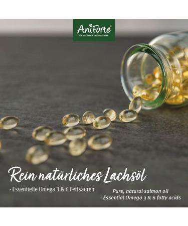 Aniforte Salmon Oil Capsules for Dogs & Cats - 500 Omega-3 Fish Oil & Vitamins for Healthy Metabolism Strong Bones & Shiny Fur - Buy Online on GoSupps.com