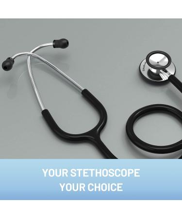 FriCARE Lightweight Dual Head Stethoscope 28 inch for Medical Professionals, Doctors, Nurses, Nursing Students, Home Use - Mirror Black - Buy Online on GoSupps.com
