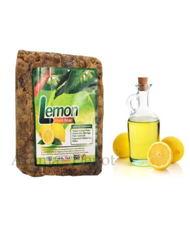 Buy Aroma Depot 100% Natural Lemon Raw African Black Soap - 2 lb | Acne Eczema Psoriasis Treatment | Handmade Face & Body Wash - Buy Online on GoSupps.com