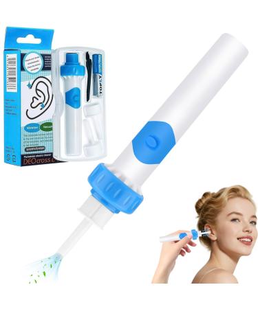 Ear Vacuum Ear Wax Removal Kit Electric Ear Wax Vacuum with Strong Suction Soft Silicone Tips Ear Vacuum Wax Remover Tool with 2 Replacement Heads for Family Use Himmelblau
