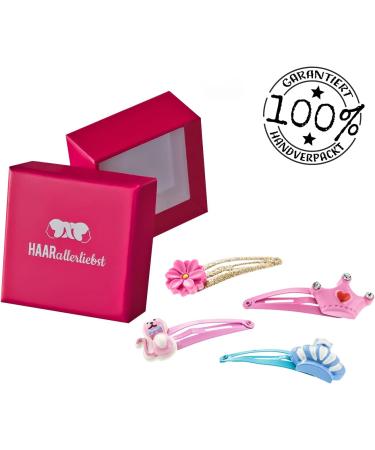 Colorful Glitter Hair Clips Set for Girls - 4 Stylish Designs with Storage Box - Crowns Stars & Flowers - Buy Online on GoSupps.com