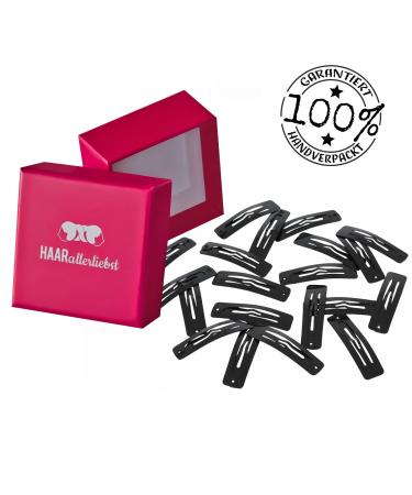 HAARallerliebst Small Rectangular Hair Clips - 20 Black Clips (3.9 cm) with Pink Storage Box | Perfect for Stylish Organization - Buy Online on GoSupps.com