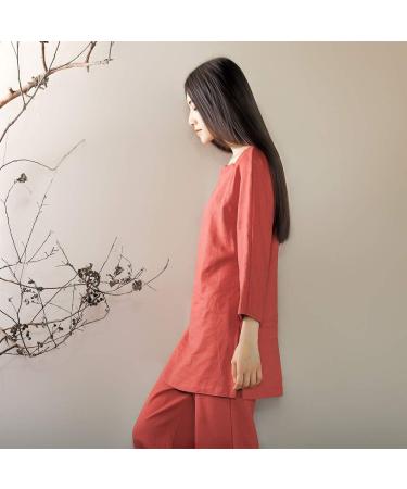 KSUA Women's Zen Meditation Uniform Cotton Linen Tai Chi Kung Fu Clothes - Red US M / Tag L - Buy Online on GoSupps.com