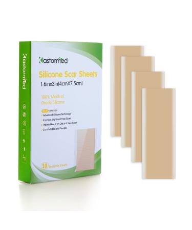 Silicone Scar Sheets Professional Removal Sheets for Keloid Bump Scars Surgical Scar Burn Scars Acne Scars Tummy Tuck Post Surgery Supplies Soft Long Strips 1.6 3 10 Sheets 1.6 x 3 - 10 Sheets