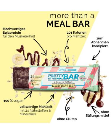 Pretty Little Meal Bar Banana Split & Crisp - Delicious 201 Cal Protein Bar by Offset Nutrition | 6-Pack with Dark Chocolate & Banana Flavor - Buy Online on GoSupps.com