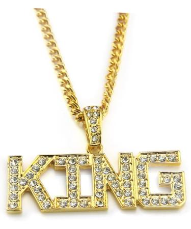 VALICLUD Fashion Pendant for Men Mens Chain Necklaces King Pendant Diamond Hip Hop Gold Chain Letter Man - Buy Online on GoSupps.com