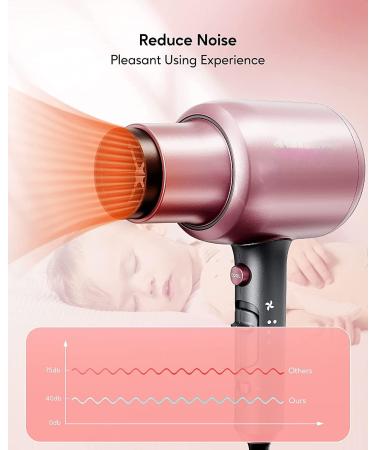 Hair Dryer 1875 Watt Ionic Hair Dryer Hair Dryer with Diffuser and Concentrator for Home Travel and Salon (Rose Pink) Black rose - Buy Online on GoSupps.com