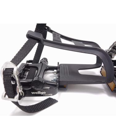 NEWSTY Bike Pedals with Clips and Straps - 9/16-Inch Spindle Resin/Alloy Pedals for Outdoor and Indoor Cycling - Black - Buy Online on GoSupps.com