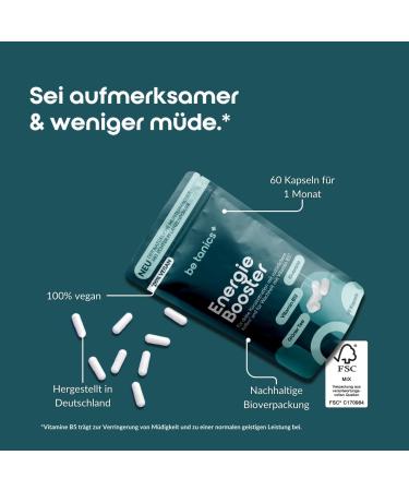 Be Tanics Energy Booster - 60 Capsules for Enhanced Concentration with Caffeine & Vitamin B5 Dietary Supplement for Optimal Performance - Buy Online on GoSupps.com