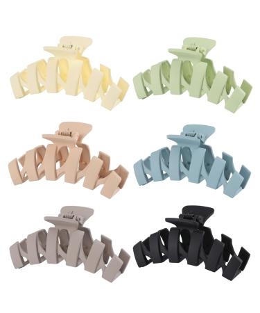 6 PCS Hair Clips  Strong Hold Matte Hair Clips  Large Claw Clips for Thick Hair  Extra Hair Claw Clips for Women Men  Nuetral Hair Clips  Non- Slip Cute Hair Clips  Modern Hair Accessories for All Hairstyles  Light color...