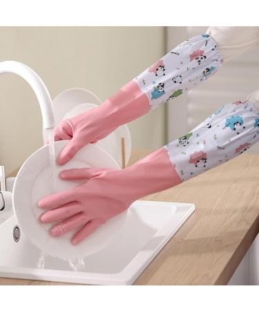 GIFZES Housekeeping Gloves 1 Pair Cleaning Cute Panda Pattern Dishwashing Waterproof Plush Housework for Home Kitchen Autumn Large Pink - Buy Online on GoSupps.com