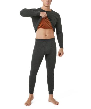 LAPASA Men's Ultra Heavyweight Thermal Underwear Set, Extreme Cold Weather Base Layer Fleece Lined Long Johns M63 Dark Grey Large