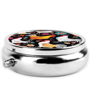 Cute Rooster Chickens Pill Box | 3 Compartment Mini Travel Organizer | Decorative Pocket Purse Medicine Holder - Buy Online on GoSupps.com