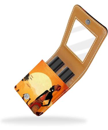 Leather Lipstick Case with Mirror - Mini Lip Gloss Organizer | Tropical Landscape Design | Shop Now - Buy Online on GoSupps.com