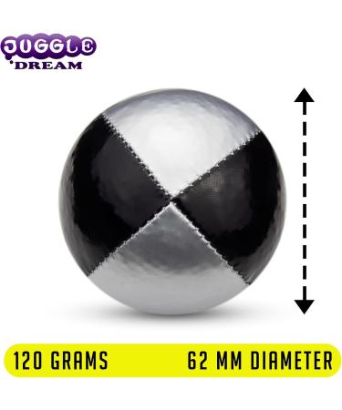 Juggle Dream 3x Pro Thud Juggling Balls Set - Professional Silver/Black Balls with Free Online Learning Video for Beginners & Experts - Buy Online on GoSupps.com