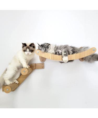 HeyKitten 17 Cat Wall Hammock for 2x4 Stud Mount - Stylish Floating Kitten Shelf for Large Cats - DIY Suspension Kitty Perch in Walnut - Buy Online on GoSupps.com