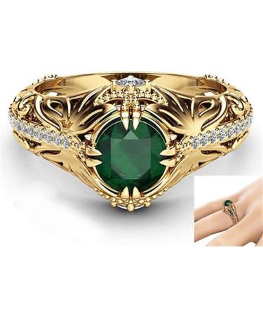 14k Gold Filled Emerald Diamond Ring for Women - Anniversary Engagement Wedding Gemstone Ring - Buy Online on GoSupps.com