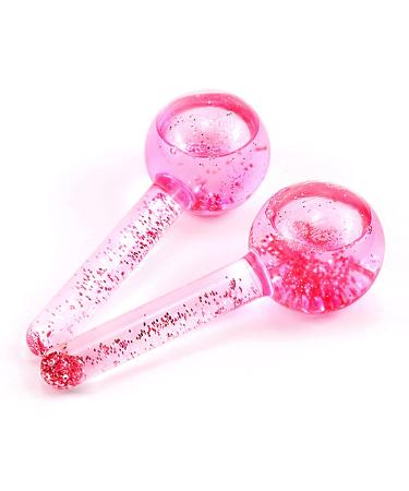 Poleview Pink Glitter Ice Globes for Facials - Cooling Face Roller for Skincare, Anti-Ageing, and Circulation Enhancement - Buy Online on GoSupps.com