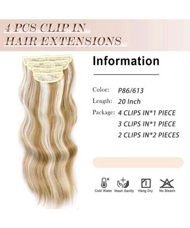 Clip-In Extensions 50 cm 4-Piece Set 200 g Like Real Hair Extensions Clip-In Extension Long Curls Synthetic Hairpieces for Women (P86/613) - Buy Online on GoSupps.com
