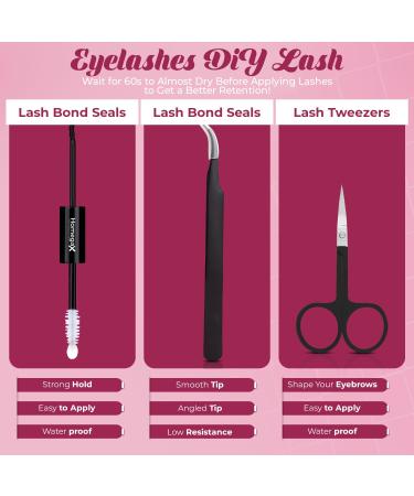 DIY Natural Lash Extension Kit | 100 D Curl Clusters 8-16mm | Bond & Seal Remover | 3D Style False Eyelashes - Buy Online on GoSupps.com