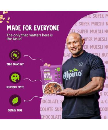 ALPI NO Chocolate Super Muesli Nuts & Cookies - 70% Whole Grains & Chocolate Oats 13% Nuts & Cookies - High in Protein Source of Fibre Breakfast Cereal (400 G) - Buy Online on GoSupps.com