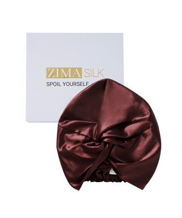 ZIMASILK 22 Momme 100% Mulberry Silk Sleep Cap for Women Hair CareNatural Silk Night Bonnet with Elastic Stay On Head (1Pc Burgundy)