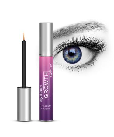 Lophe eyelash serum 5 ml lashes serum growth eyebrows and lash serum without hormones natural eyelashes eyebrow serum for eyelash extensions for fuller and longer eyelashes and brows (purple)