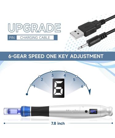 Original Derma Pen Mr.Pin S5 - Wireless with 20 pcs Replacement Cartridges Different Sizes - For Skin and Hair Care Silver - Buy Online on GoSupps.com