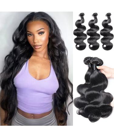 14 16 18 Inch Human Hair Bundles Human Hair Body Wave Bundles Human Hair 10A Weave Bundles Human Hair Brazilian Hair Bundles 100% Unprocessed Brazilian Virgin Hair Bundles Brazilian Quick Weave 3 Bundles Human Hair Exten...