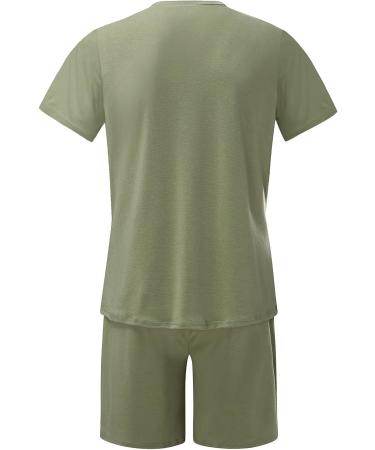 DAZLOR Men's Summer Two Piece Outfit Set - Crew Neck Short Sleeve Tee Shirt and Sport Shorts Tracksuit | Fashionable and Casual - A-green 5X-Large - Buy Online on GoSupps.com
