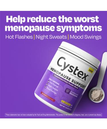 Cystex Menopause Support Powder - Daily Relief for Hot Flashes Night Sweats & Mood Swings - Clinically-Studied Ingredients - Electrolyte-Enhanced - Berry Flavor - 15 Servings - Buy Online on GoSupps.com