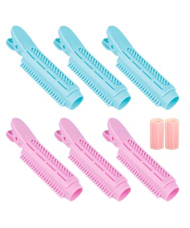 6pcs Volumizing Hair Root Clips  Magicalmai Instant Hair Volume Clip Upgrade Natural Fluffy Hair Volumizer Clips for Women Girls Thin Curly Hair Styling Root Volume with 2pcs Roller Tools- Pink & Blue