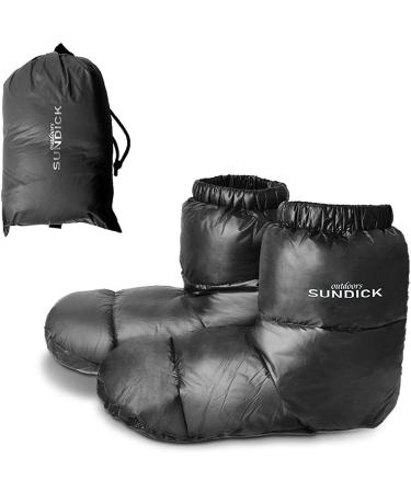 Lixada Ultralight Winter Duck Down Booties - Warm & Cozy Water-Resistant Slippers for Camping & Sleeping Bag - Men & Women - Black (Large) - Buy Online on GoSupps.com