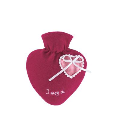 Hugo Frosch hot water bottle heart 1.0 l with fleece cover I mog di red - Buy Online on GoSupps.com