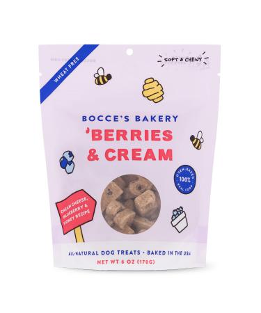 Bocce's Bakery 'Berries & Cream Treats for Dogs, Wheat-Free Everyday Dog Treats, Made with Real Ingredients, Baked in The USA, All-Natural Soft & Chewy Cookies, Cream Cheese & Blueberry, 6 oz