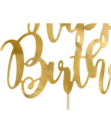 Gold Party Deco Torte Plug - Happy Birthday Cake Decoration | 22.5 cm Topper for Cakes & Cupcakes - BabyArty - Buy Online on GoSupps.com