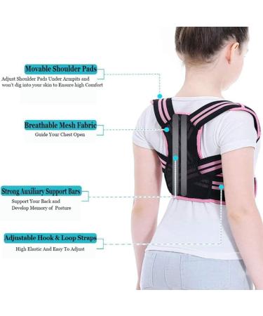 Posture Corrector for Kids and Teens Adjustable Upper Back Brace Posture Corrector with Soft Shoulder Pads and Elastic Belts Hunchback Corrector for Improve Slouching and Humpback Pink X-Small - Buy Online on GoSupps.com