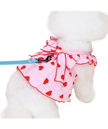 Shenrongtong Small dog dress dog dressing for small dogs girls |Puppy clothing litter clothes |Cotton rock gap dress catwear party dress sweet pink XS