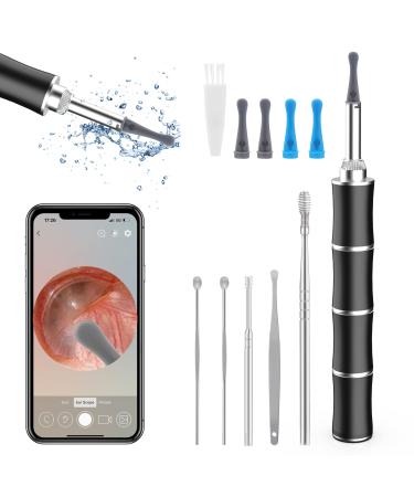 Ear Wax Removal - KAKICLAY Ear Wax Removal Tool Camera with 6 LED Light - Smartphone HD Video Compatible with iOS & Andriod  Black