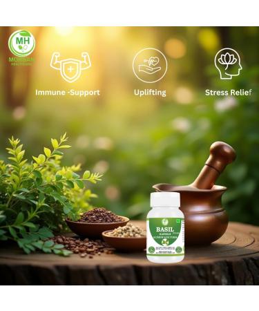 Morsan Basil Capsules | Holy Basil (Tulsi) Supplement | Natural Herbal Formula | Vegan & Gluten-Free | Non-GMO | Ayurvedic Wellness Support | 60 Veg Capsules | Made in India 1 - Buy Online on GoSupps.com