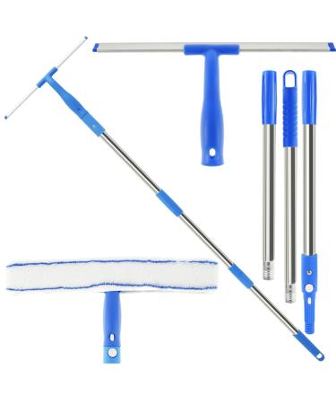 UYEXM Window Squeegee Cleaner Professional Window Cleaning Tool Kit Squeegee and Scrubber with 53inch Stainless Steel Pole Removable Glass Cleaning Tools for Car Home Window