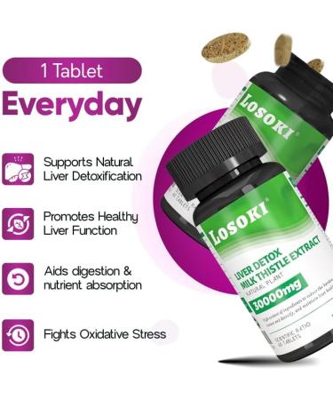 Liver Detox Supplement 30 000mg Milk Thistle Extract Turmeric Artichoke & Glutathione Supports Liver Health & Antioxidant Function 60 Tablets - Buy Online on GoSupps.com