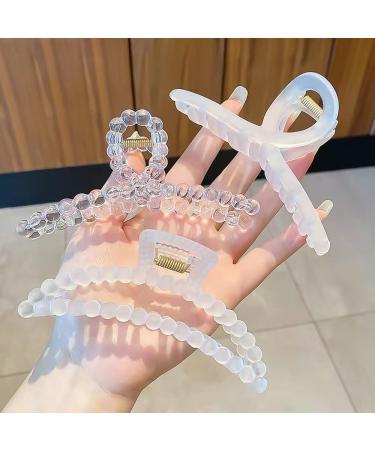 Hair Claw Clips Nonslip Matte Clear Hair Clips Large Hair Clips for Thick Hair Strong Hold Jaw Hair Clamps Butterfly Hair Clips Hair Claws Hairpins Fashion Hair Accessories for Women (3 Pack)