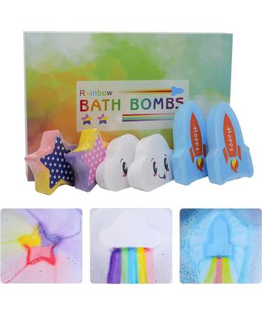 22oz 6Pack Rainbow Bath Bomb for Kids Perfect for Home Fizzy Bath 3X-Large Handmade Bath Bombs Gift Set Idea for Her Wife Girlfriend Mom on Birthday Mothers Day Christmas Anniversary 6.5 Ounce (Pack of 6)