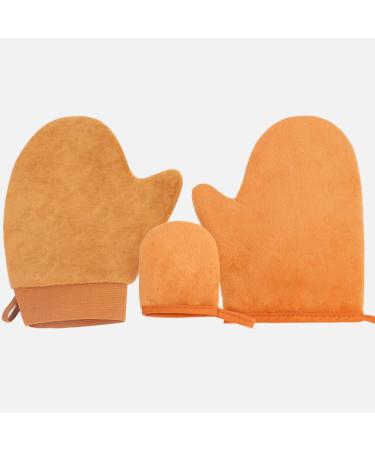 jklitio Self Tan Mitt tanning Mitt Face & Body set 3-piece with Self Tan Mitt Glove Mini Tanning Mit Velvet Tanning Mitt Tanning Glove Fake Tan Applicator Fake Tan Glove (Brown)